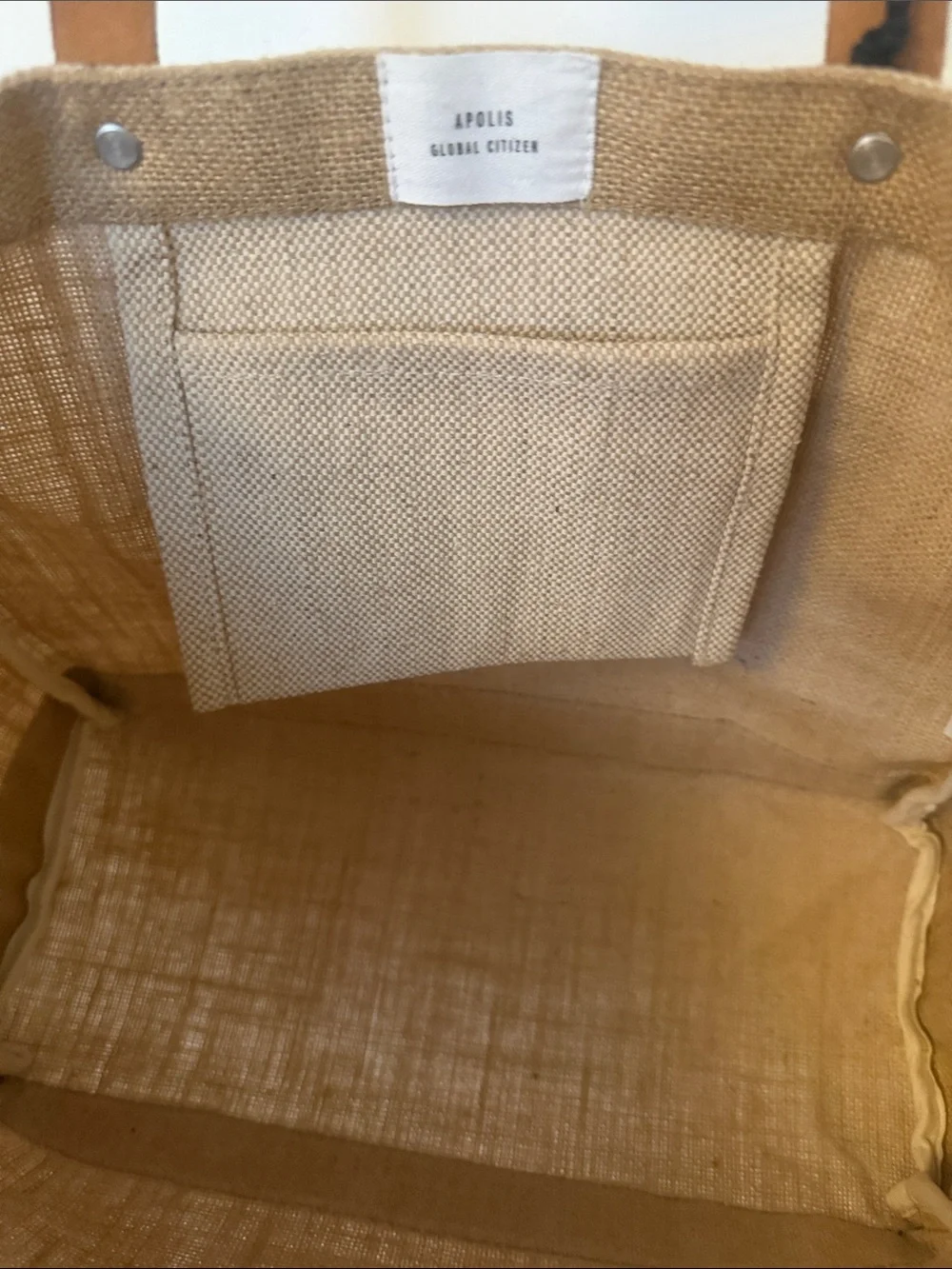 Apolis Tan Canvas Market Tote with Leather Handles